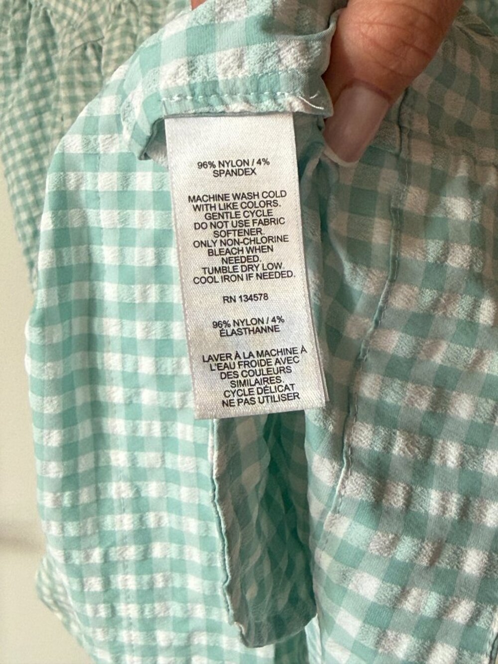 Vineyard Vines Gingham Square Neck Turquoise Seersucker Dress Size Small - Picture 6 of 9